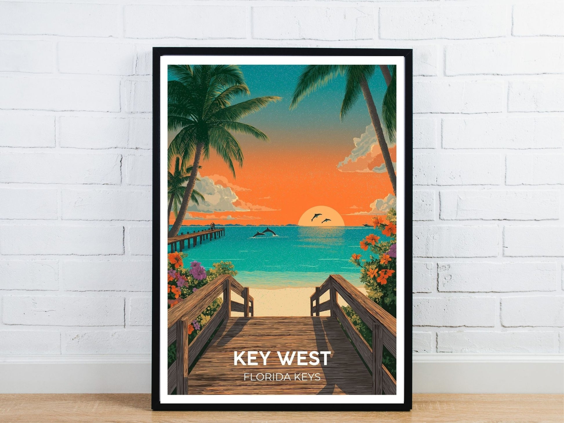 Minimal Key West Florida Keys travel art poster – Atlas Prints