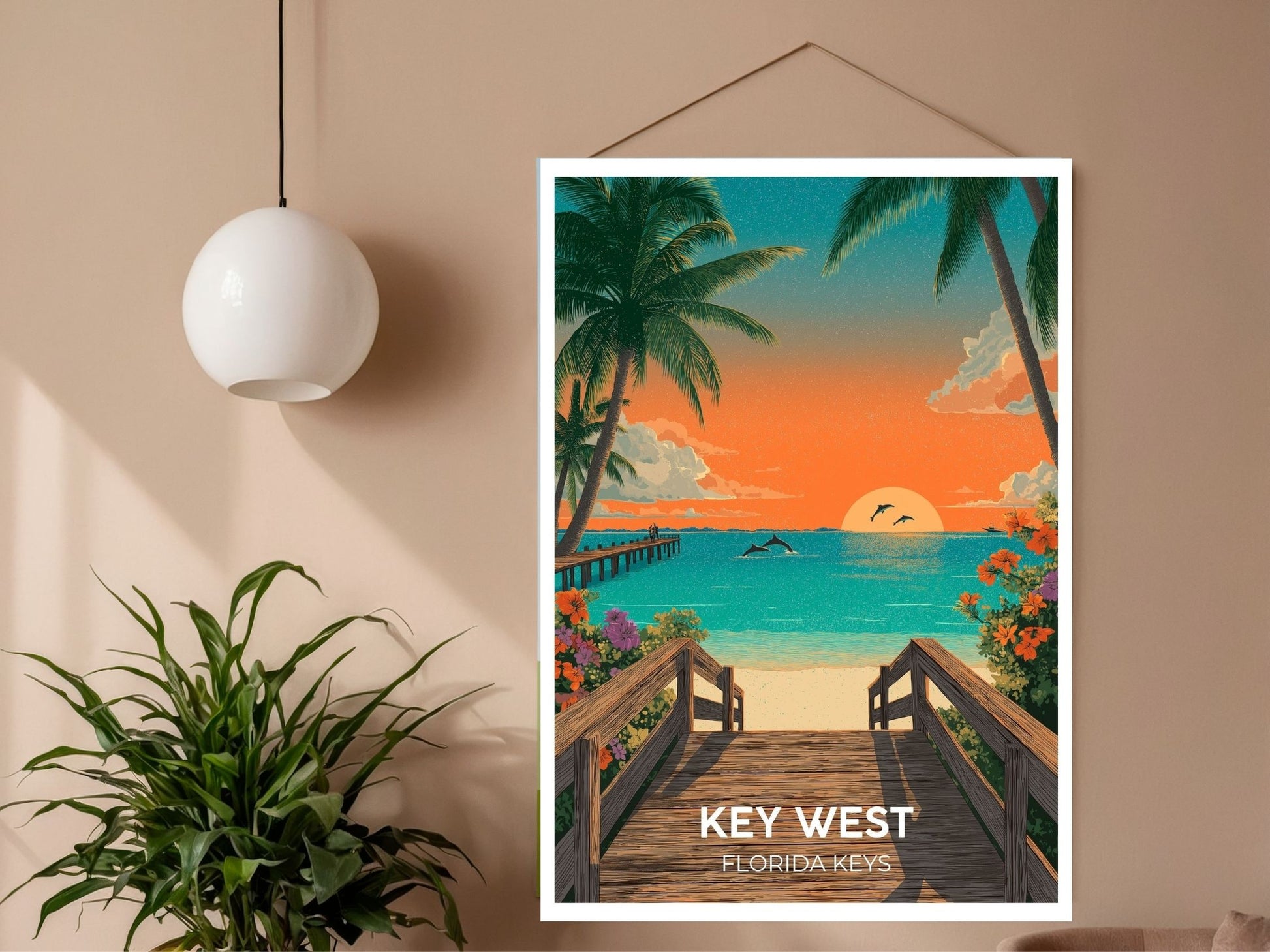 Close-up of Key West Florida Keys travel poster matte texture – Atlas Prints