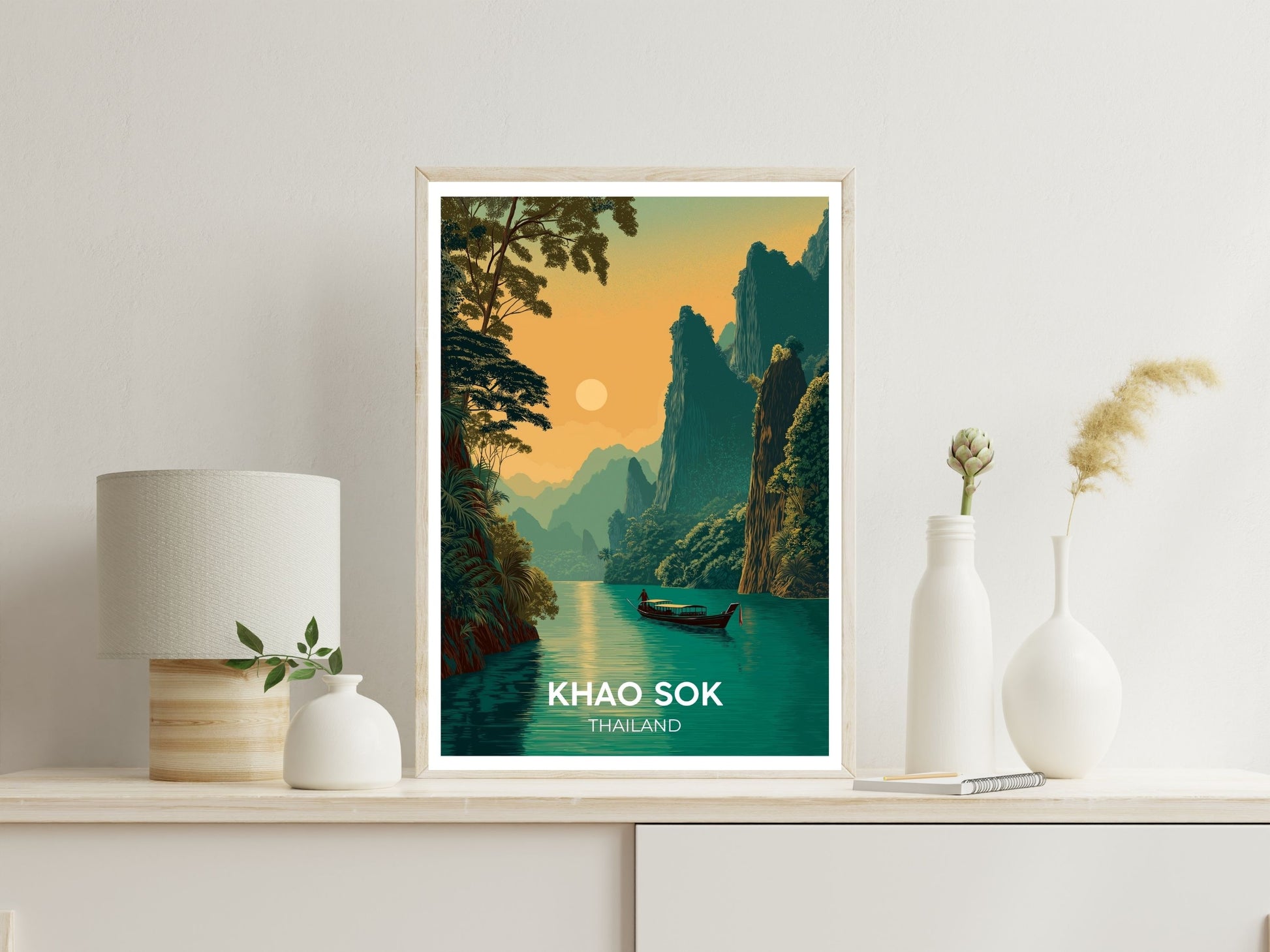 Khao Sok Thailand wall art print displayed in bedroom – Atlas Prints