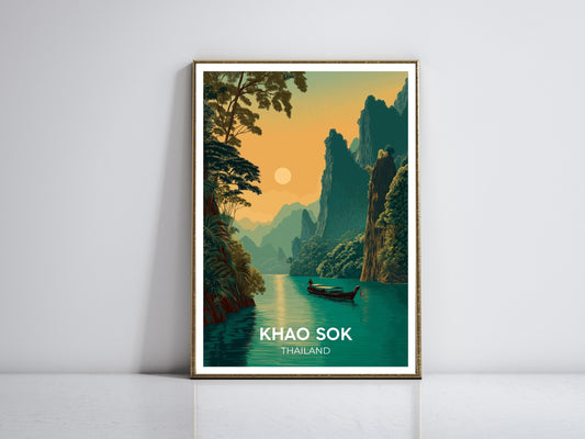 Khao Sok Thailand framed vintage travel poster – Atlas Prints