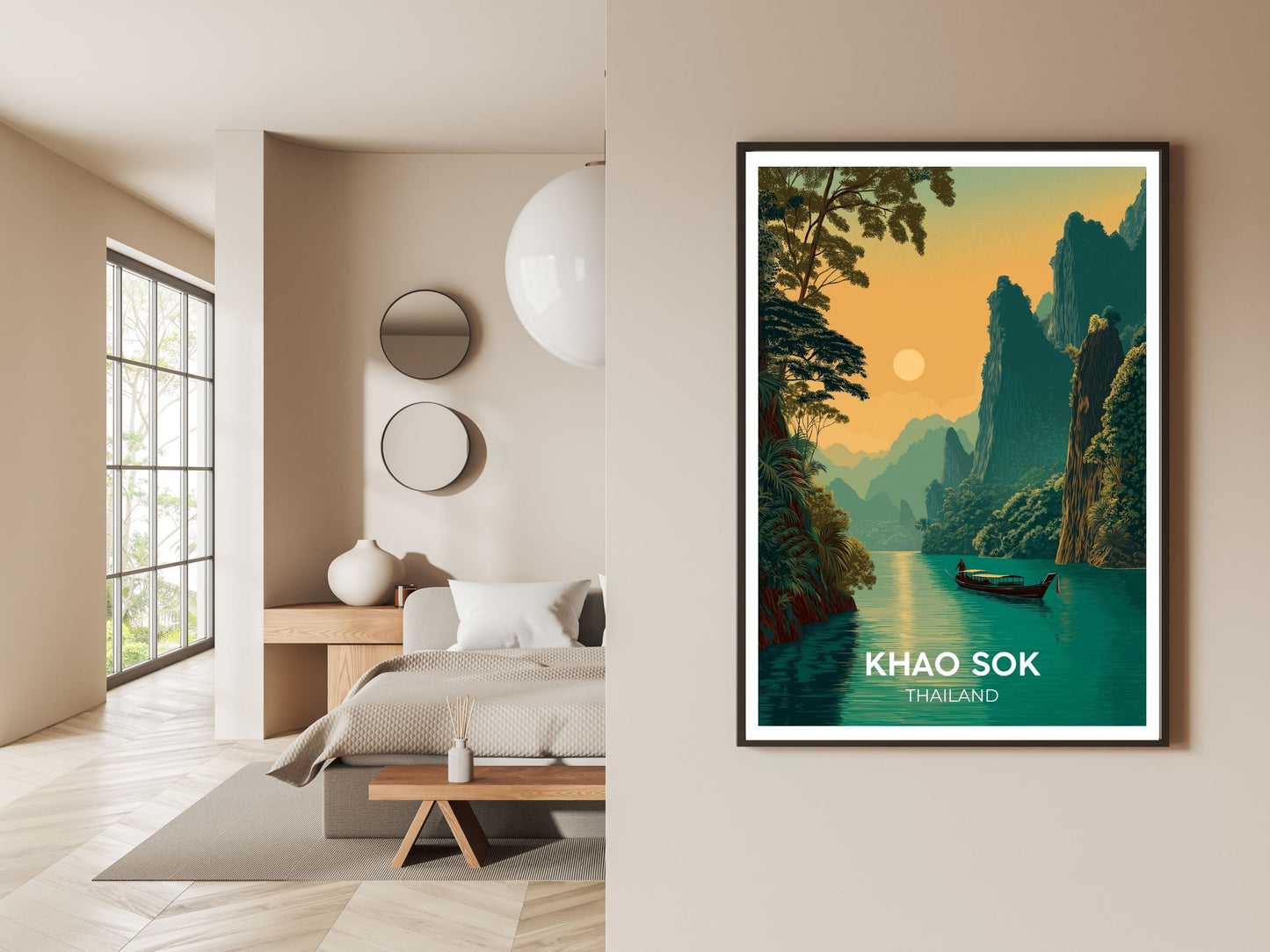 Gallery wall display of Khao Sok Thailand travel poster – Atlas Prints