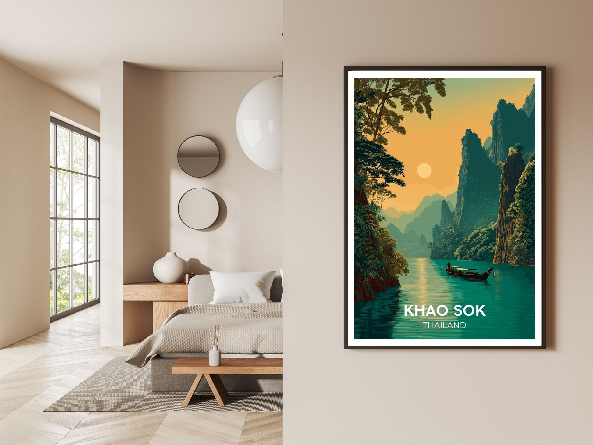 Gallery wall display of Khao Sok Thailand travel poster – Atlas Prints