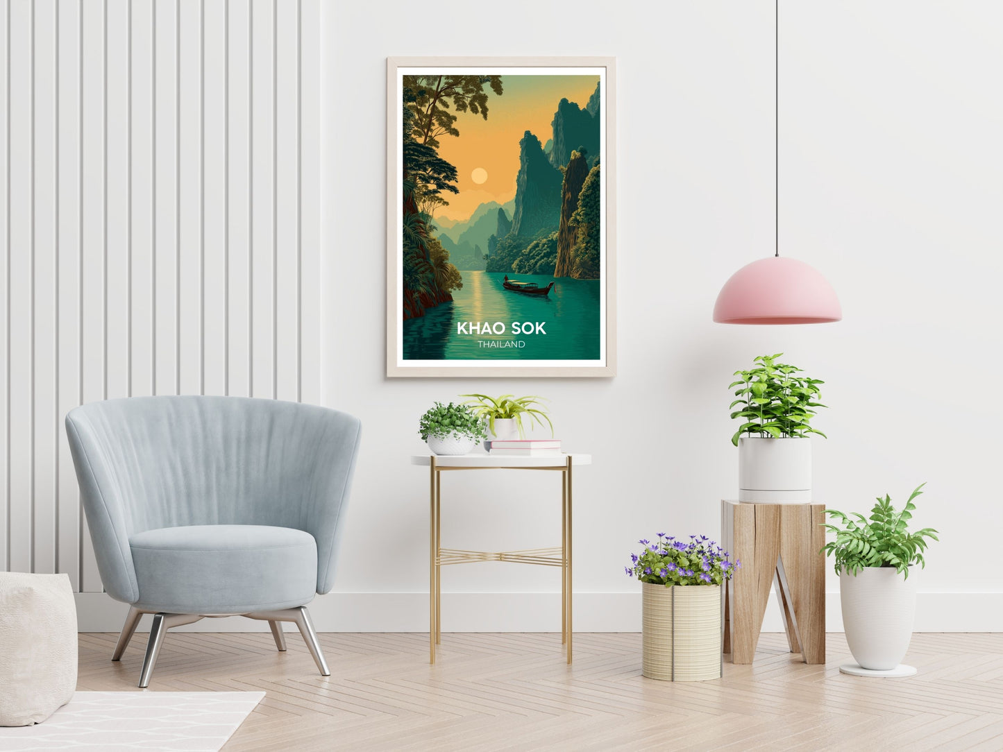 Khao Sok Thailand travel print displayed in living room – Atlas Prints