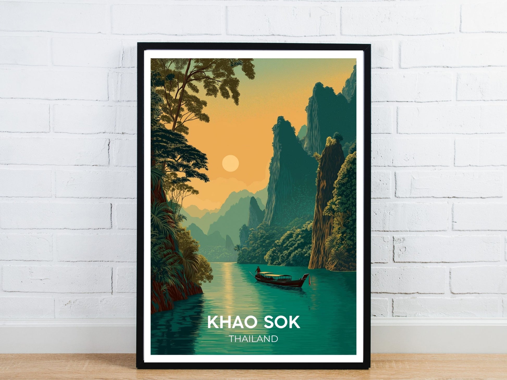 Minimal Khao Sok Thailand travel art poster – Atlas Prints