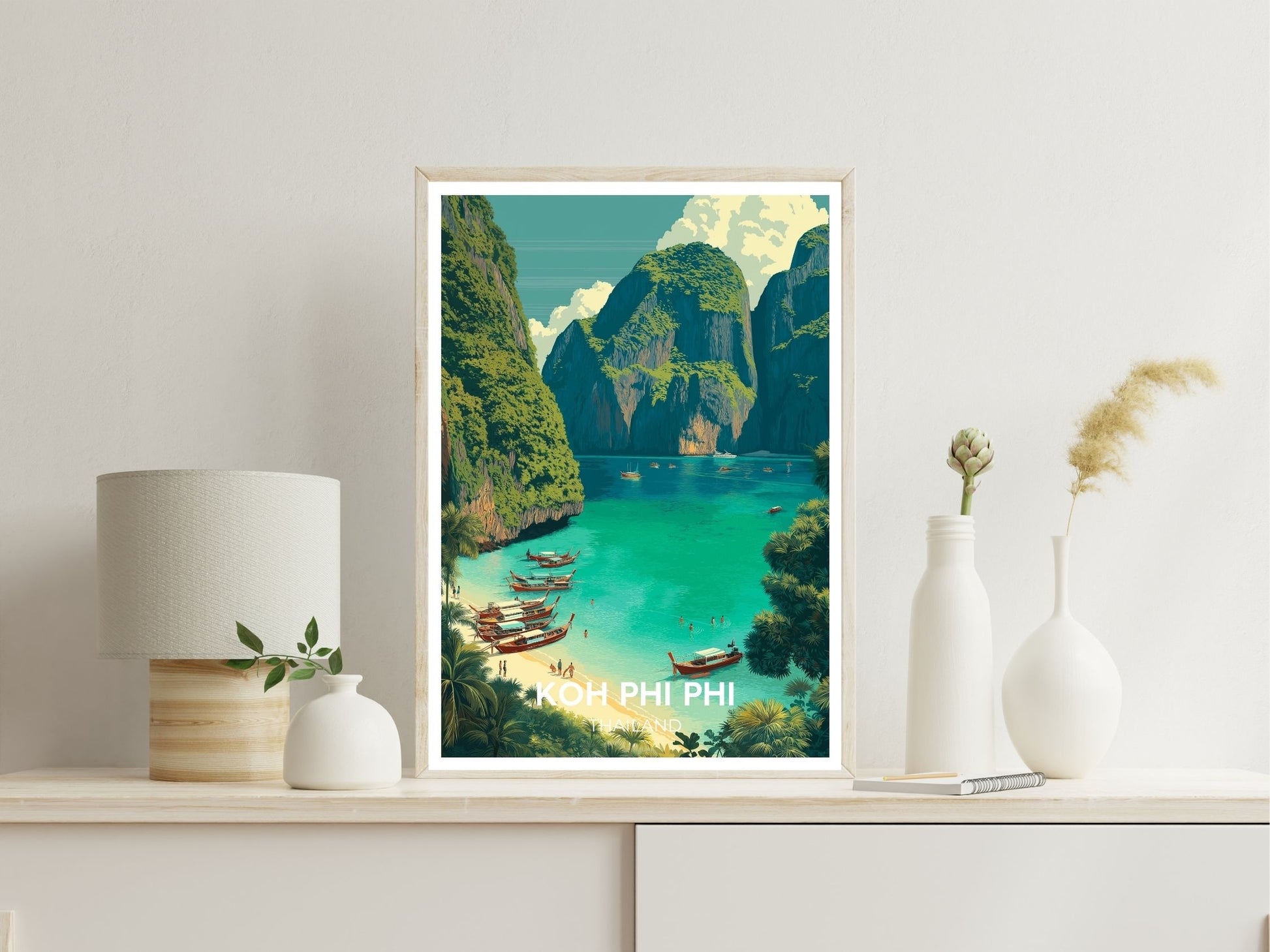 Koh Phi Phi wall art print displayed in bedroom – Atlas Prints