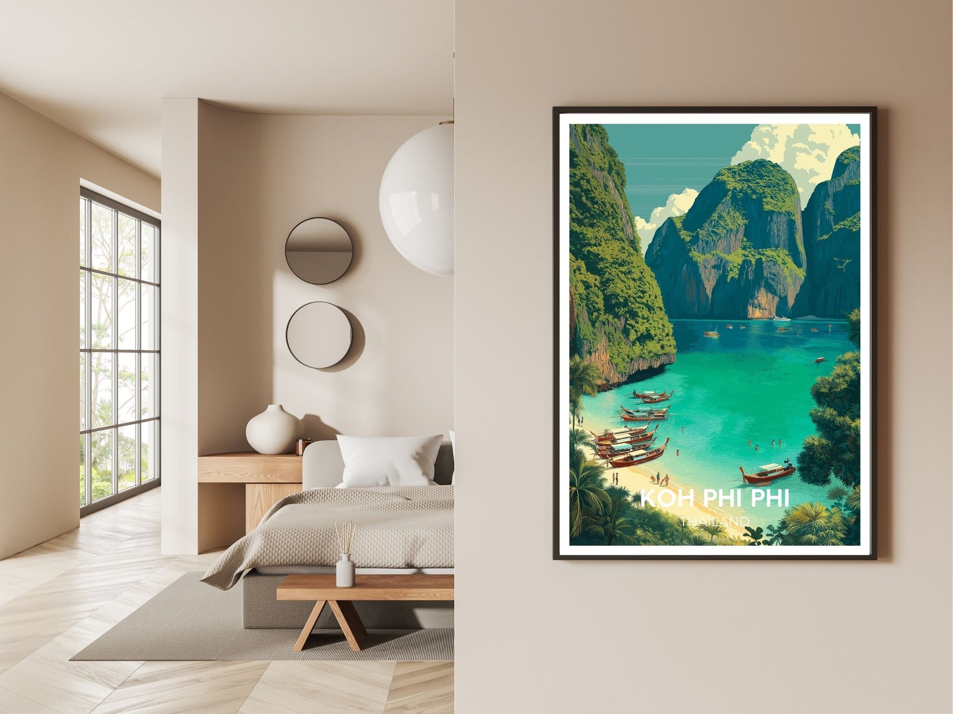 Gallery wall display of Koh Phi Phi travel poster – Atlas Prints