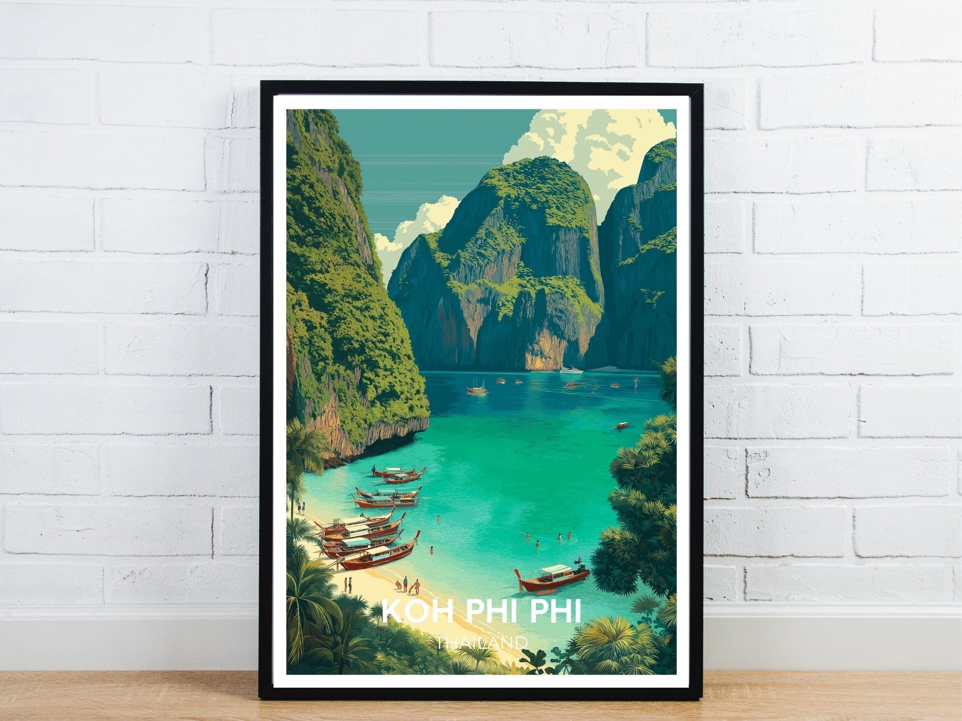 Minimal Koh Phi Phi travel art poster – Atlas Prints
