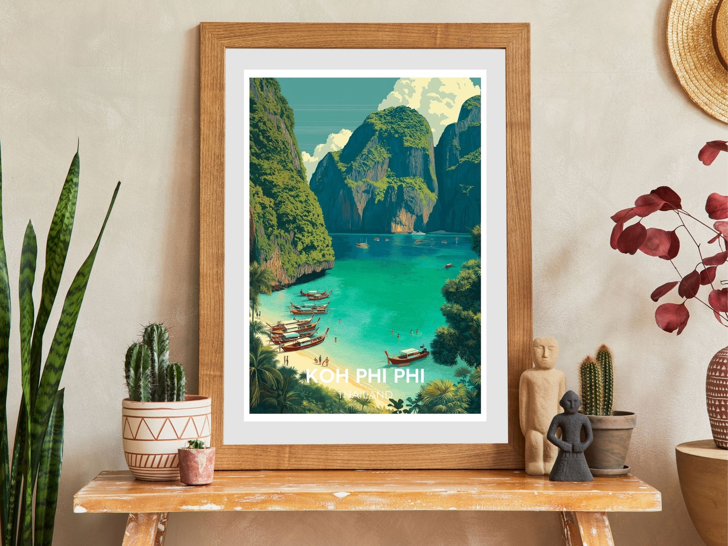 Close-up of Koh Phi Phi travel poster matte texture – Atlas Prints