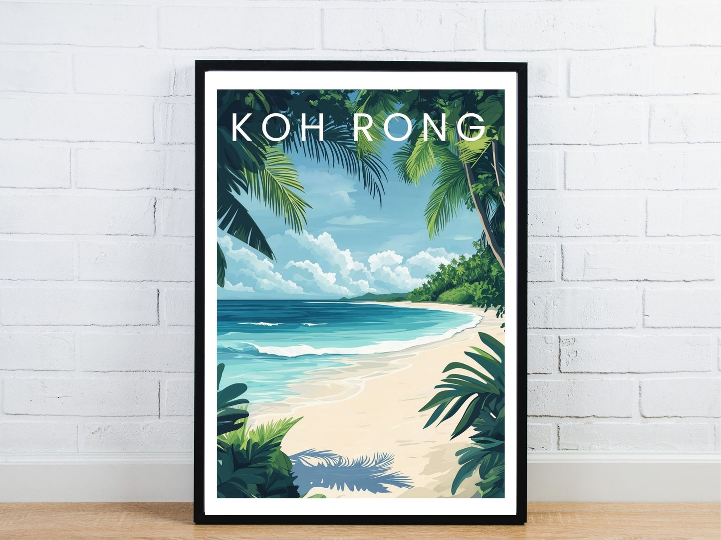 Minimal Koh Rong Cambodia travel art poster – Atlas Prints