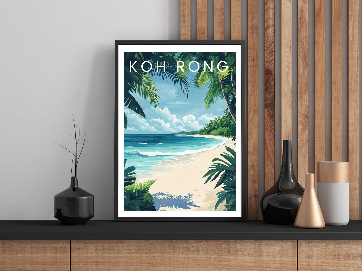 Close-up of Koh Rong Cambodia travel poster matte texture – Atlas Prints