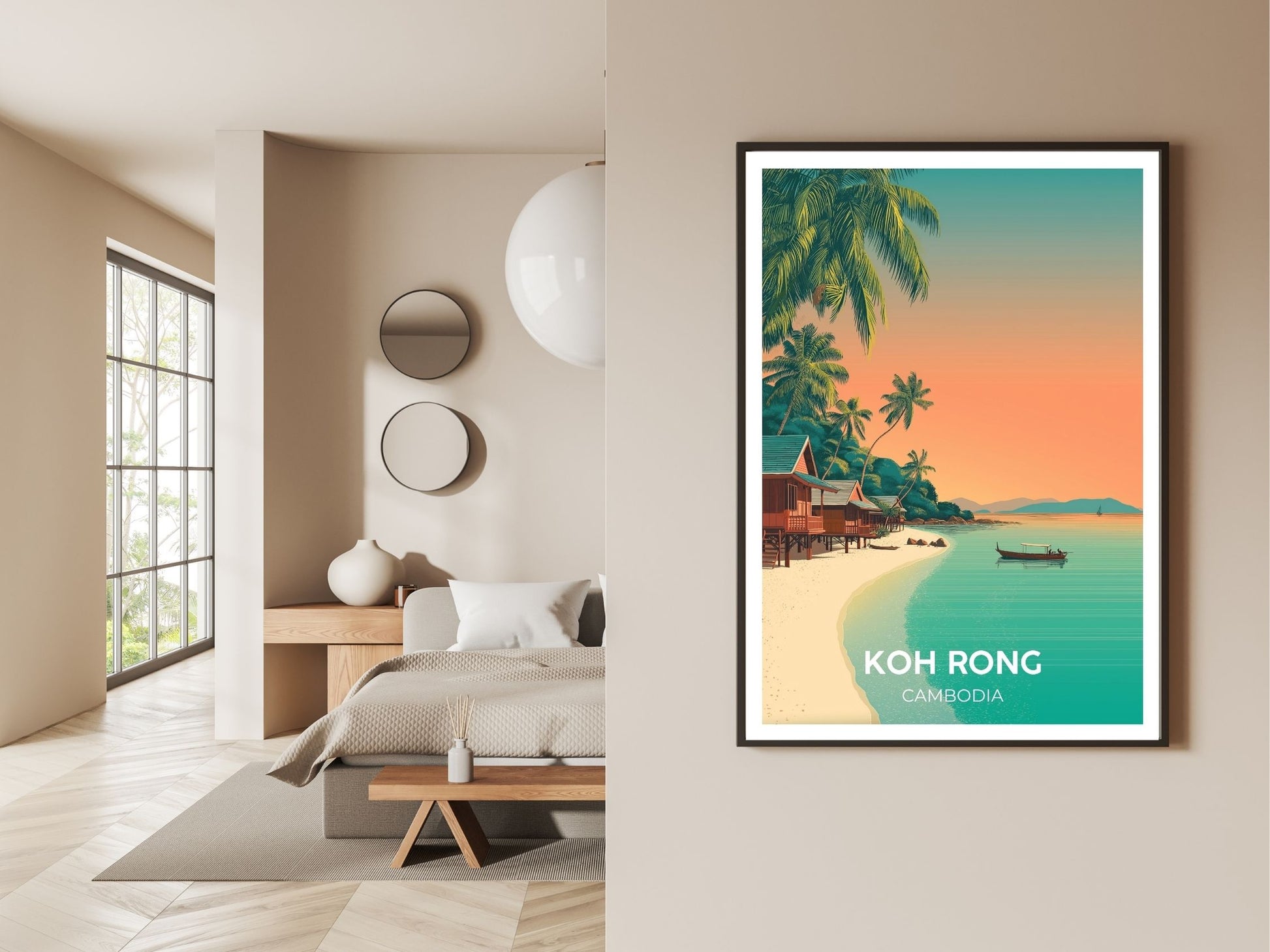 Gallery wall display of Koh Rong travel poster – Atlas Prints