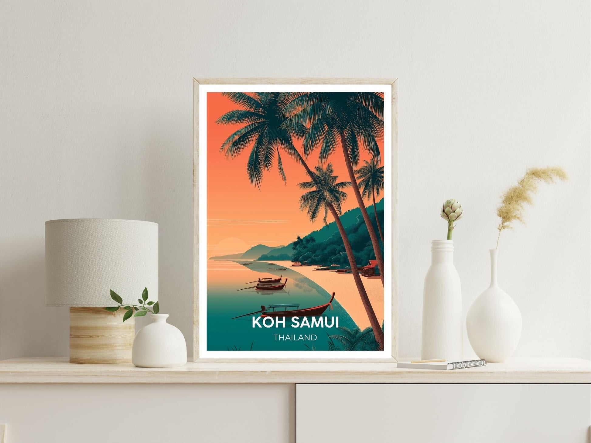 Koh Samui Thailand wall art print displayed in bedroom – Atlas Prints
