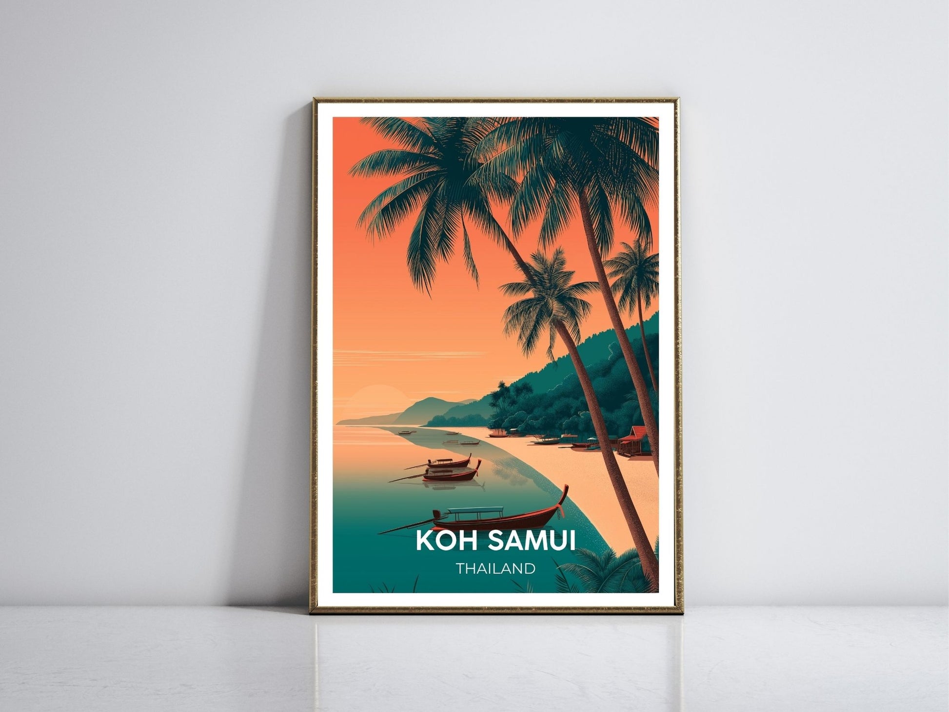 Koh Samui Thailand framed vintage travel poster – Atlas Prints