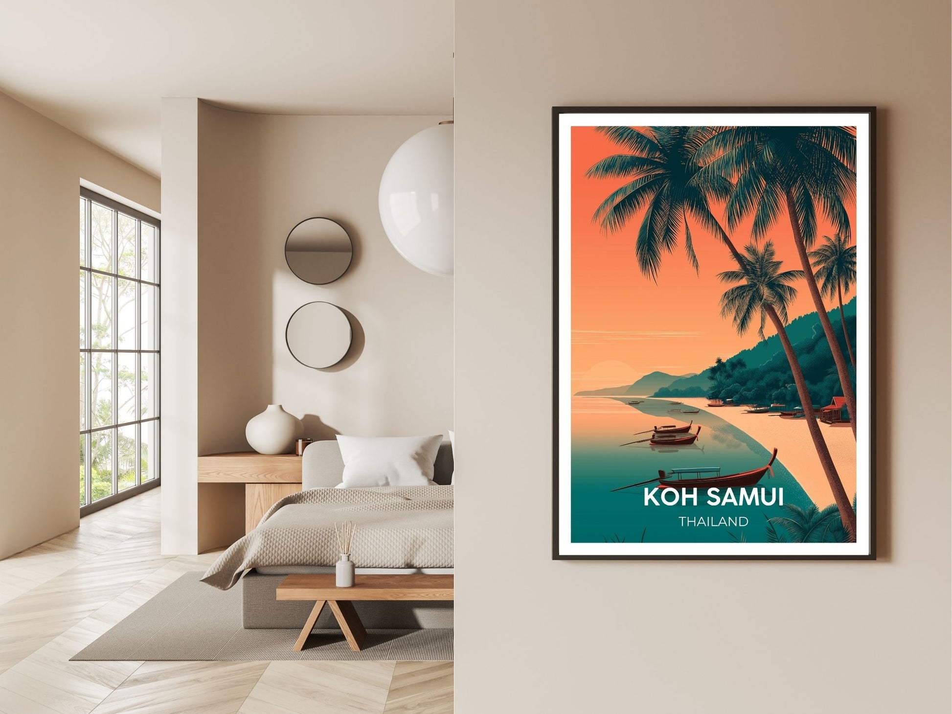 Gallery wall display of Koh Samui Thailand travel poster – Atlas Prints