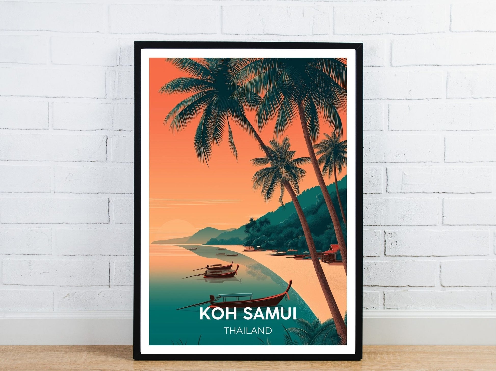 Minimal Koh Samui Thailand travel art poster – Atlas Prints