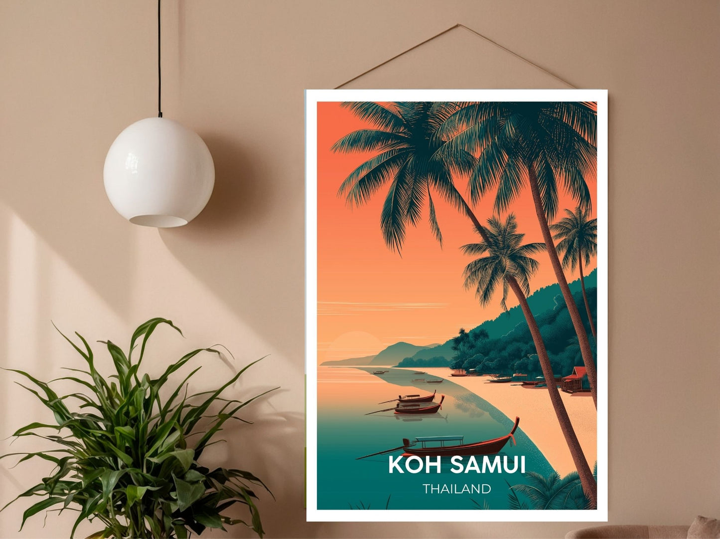 Close-up of Koh Samui Thailand travel poster matte texture – Atlas Prints