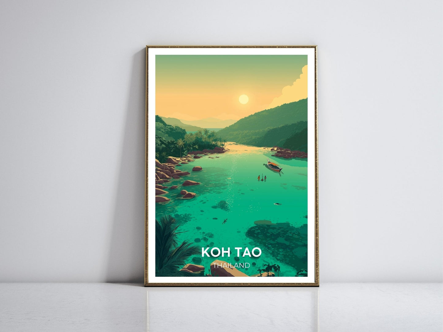 Koh Tao Thailand framed vintage travel poster – Atlas Prints