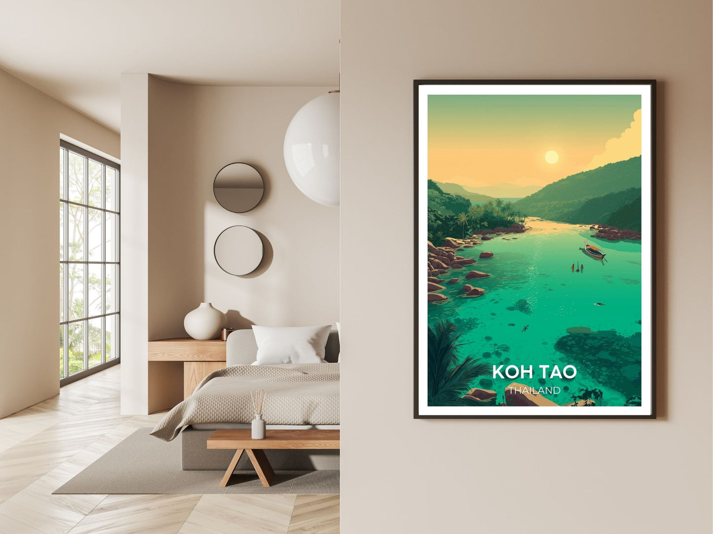 Gallery wall display of Koh Tao Thailand travel poster – Atlas Prints