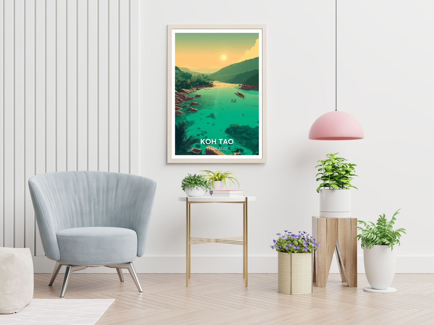 Koh Tao Thailand travel print displayed in living room – Atlas Prints