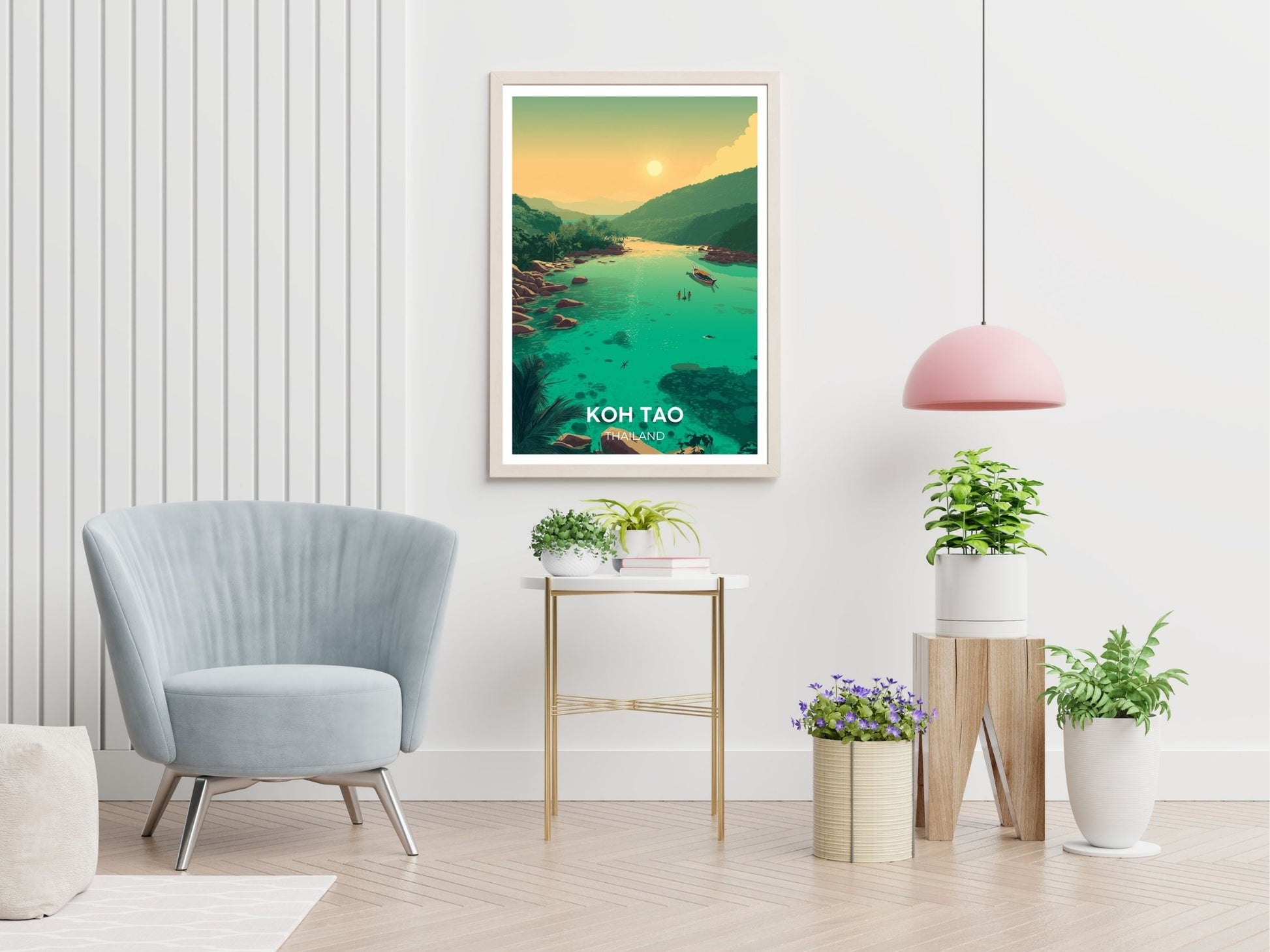 Koh Tao Thailand travel print displayed in living room – Atlas Prints