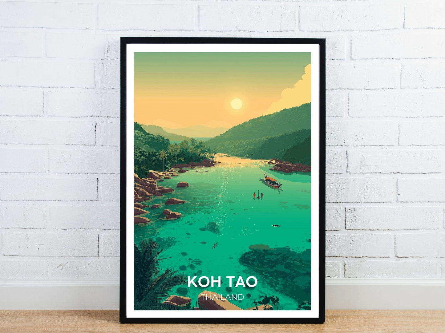 Minimal Koh Tao Thailand travel art poster – Atlas Prints