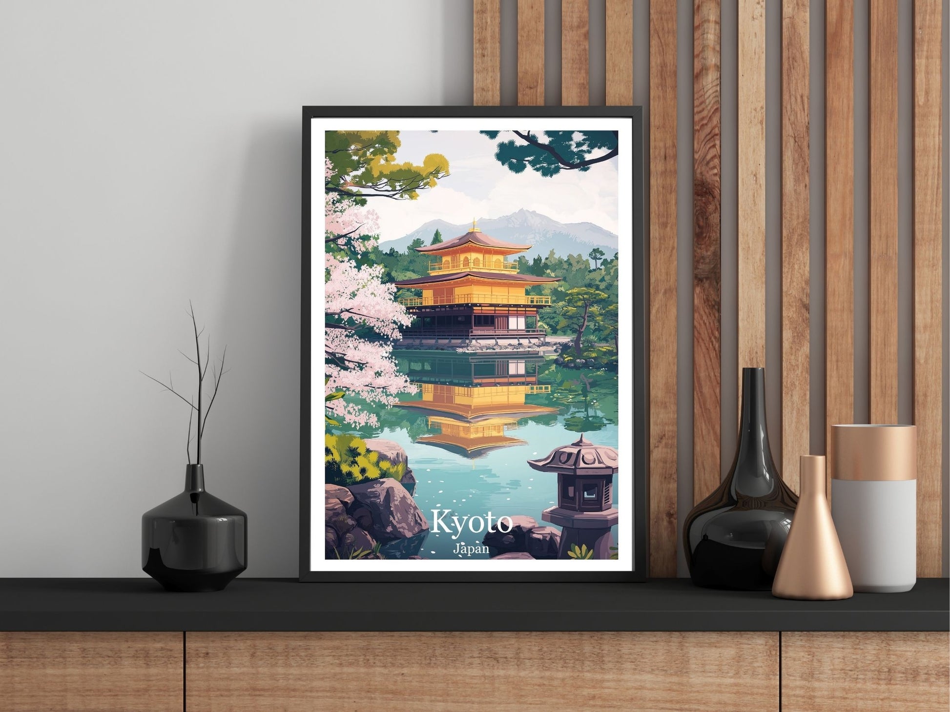 Close-up of Kyoto Japan travel poster matte texture – Atlas Prints