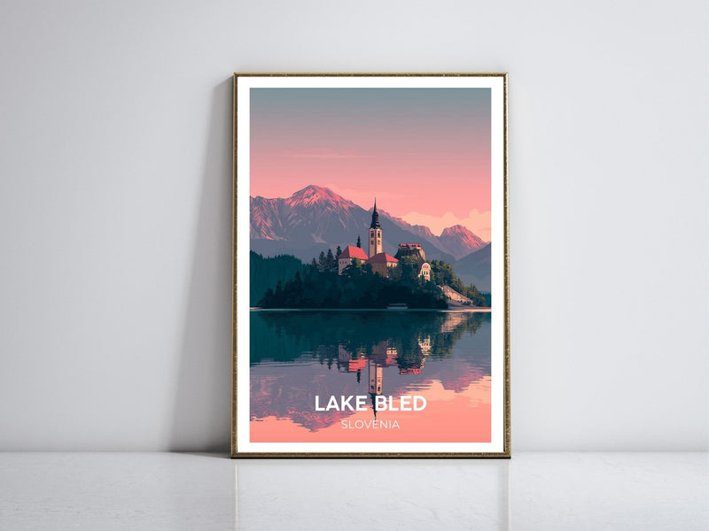 Lake Bled Slovenia framed vintage travel poster – Atlas Prints