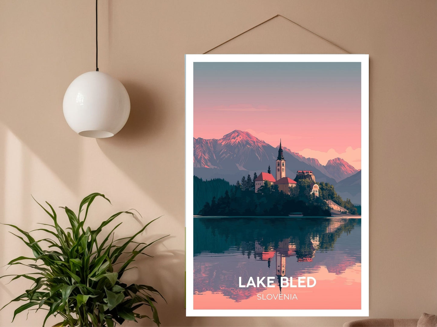 Close-up of Lake Bled Slovenia travel poster matte texture – Atlas Prints