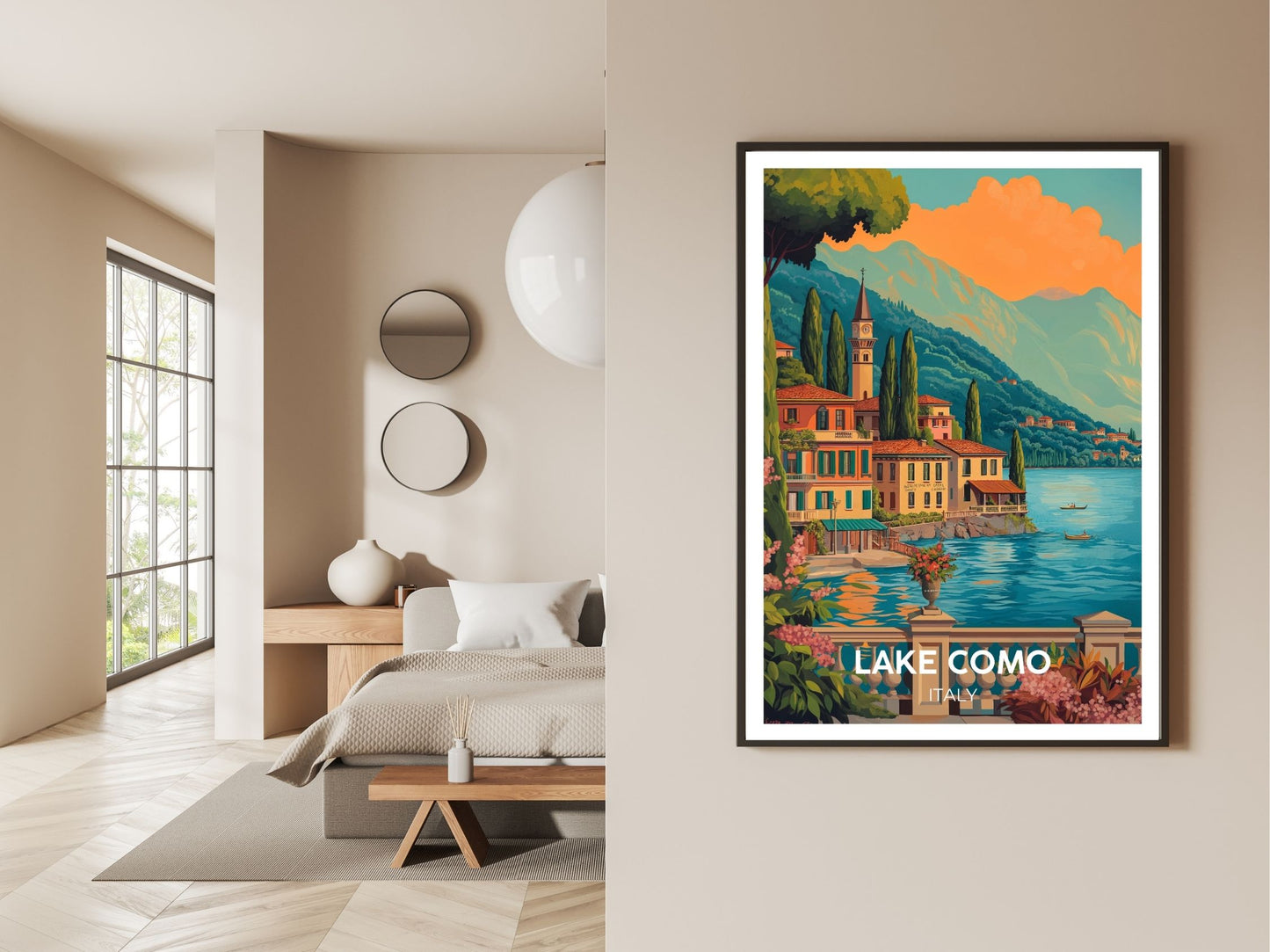 Gallery wall display of Lake Como travel poster – Atlas Prints