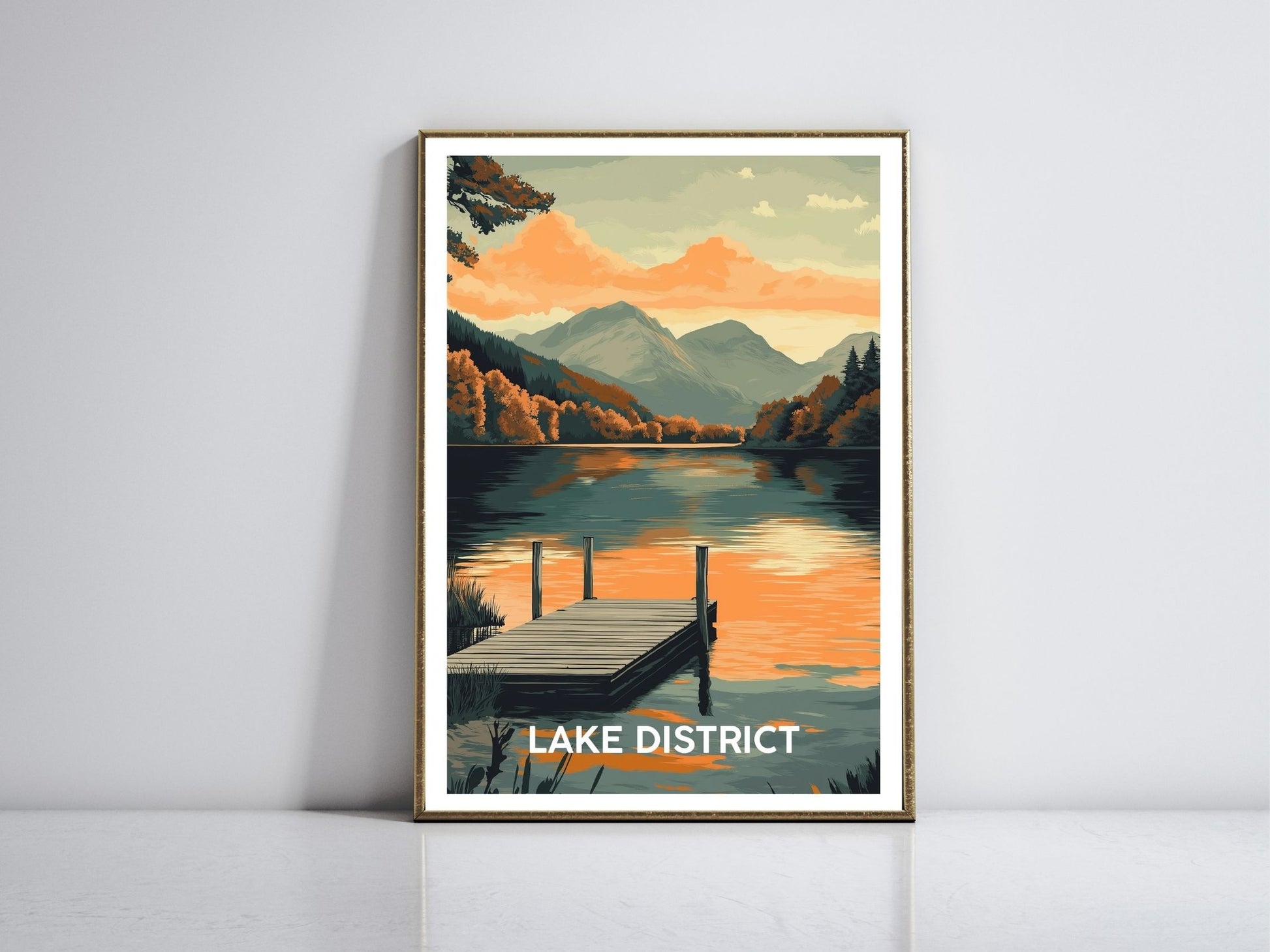 Lake District England framed vintage travel poster – Atlas Prints