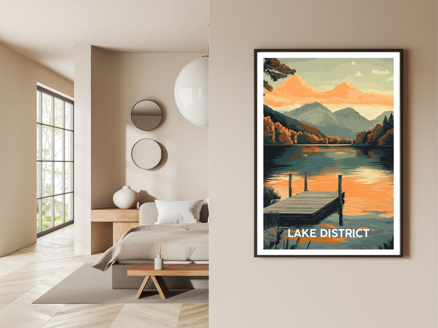 Gallery wall display of Lake District England travel poster – Atlas Prints