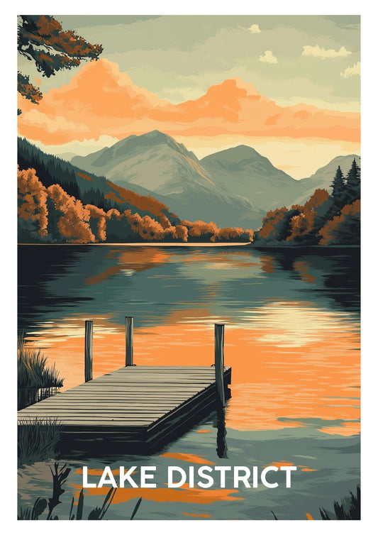 Vintage Lake District England travel poster wall art print – Atlas Prints