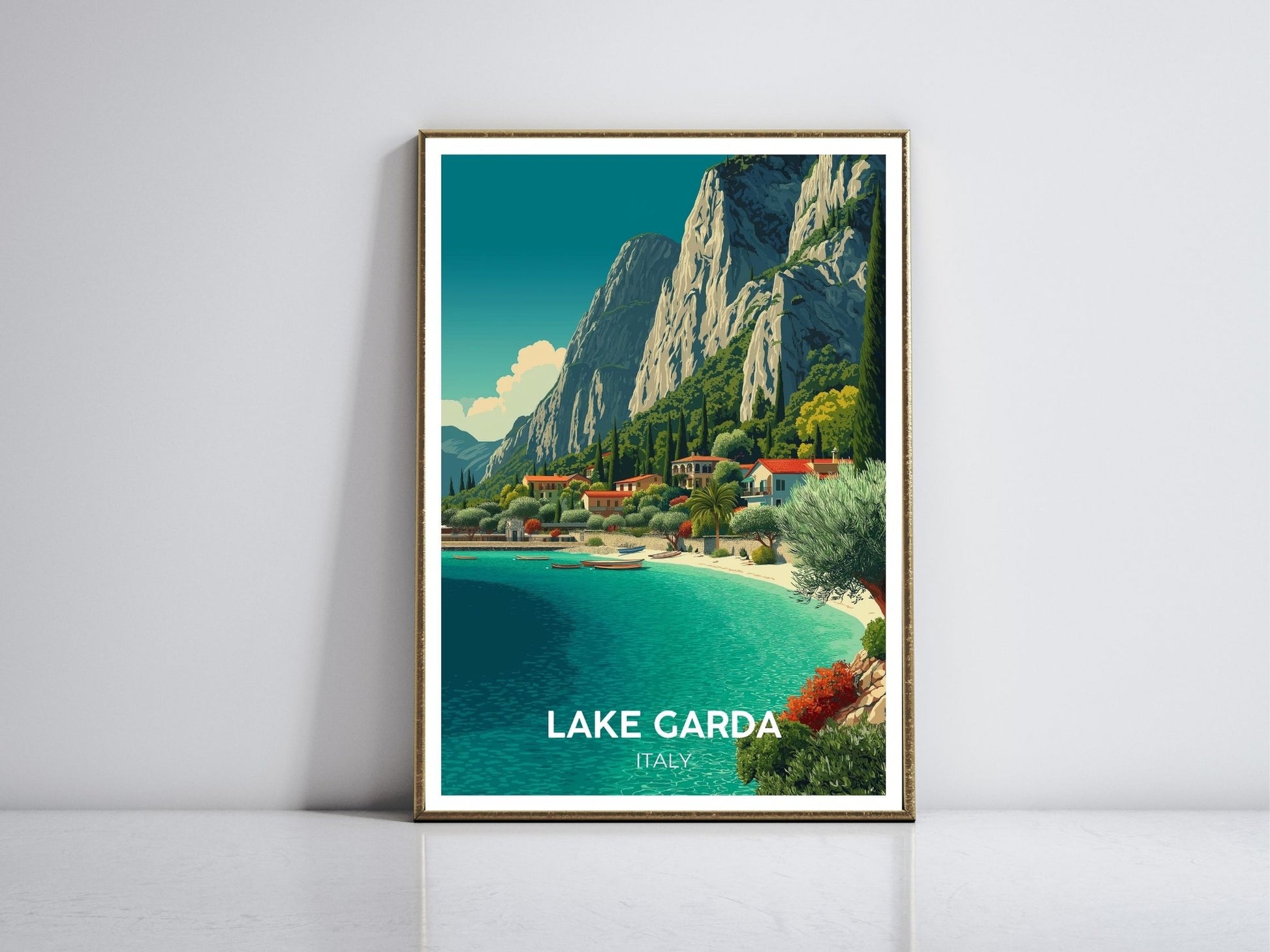 Lake Garda Italy framed vintage travel poster – Atlas Prints