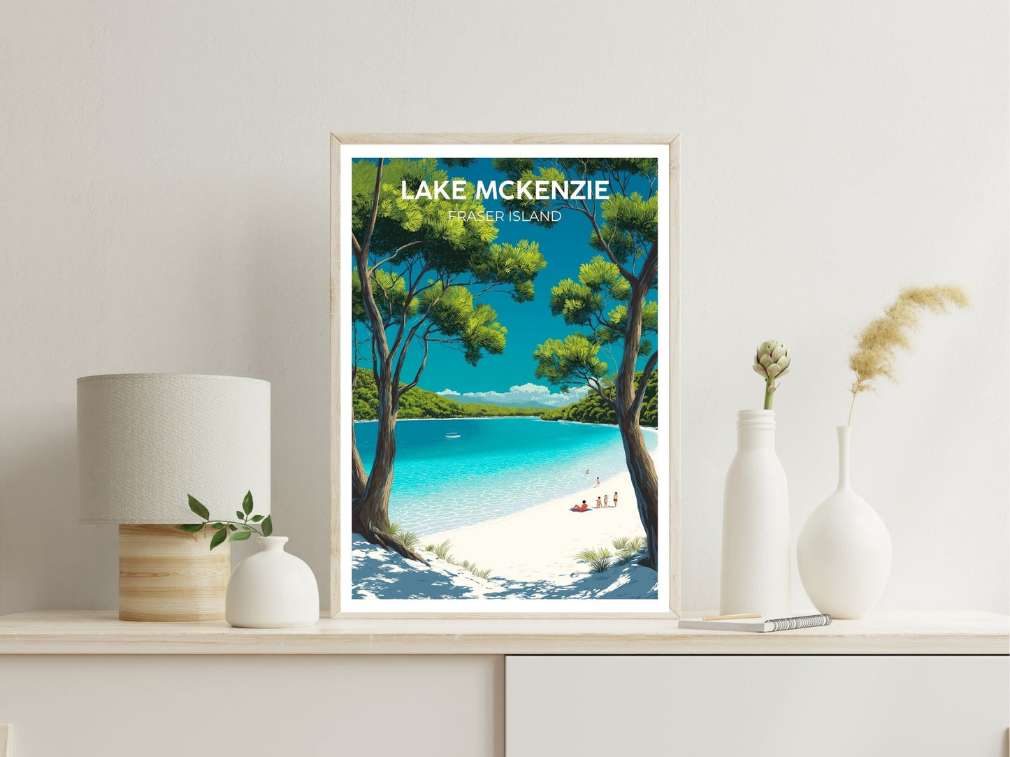 Lake Mckenzie Fraser Island wall art print displayed in bedroom – Atlas Prints