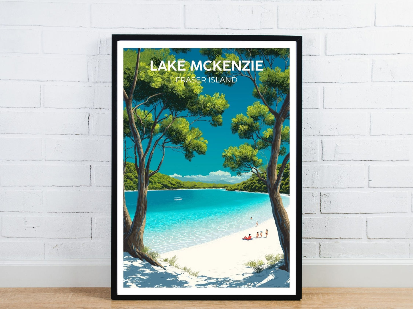 Minimal Lake Mckenzie Fraser Island travel art poster – Atlas Prints