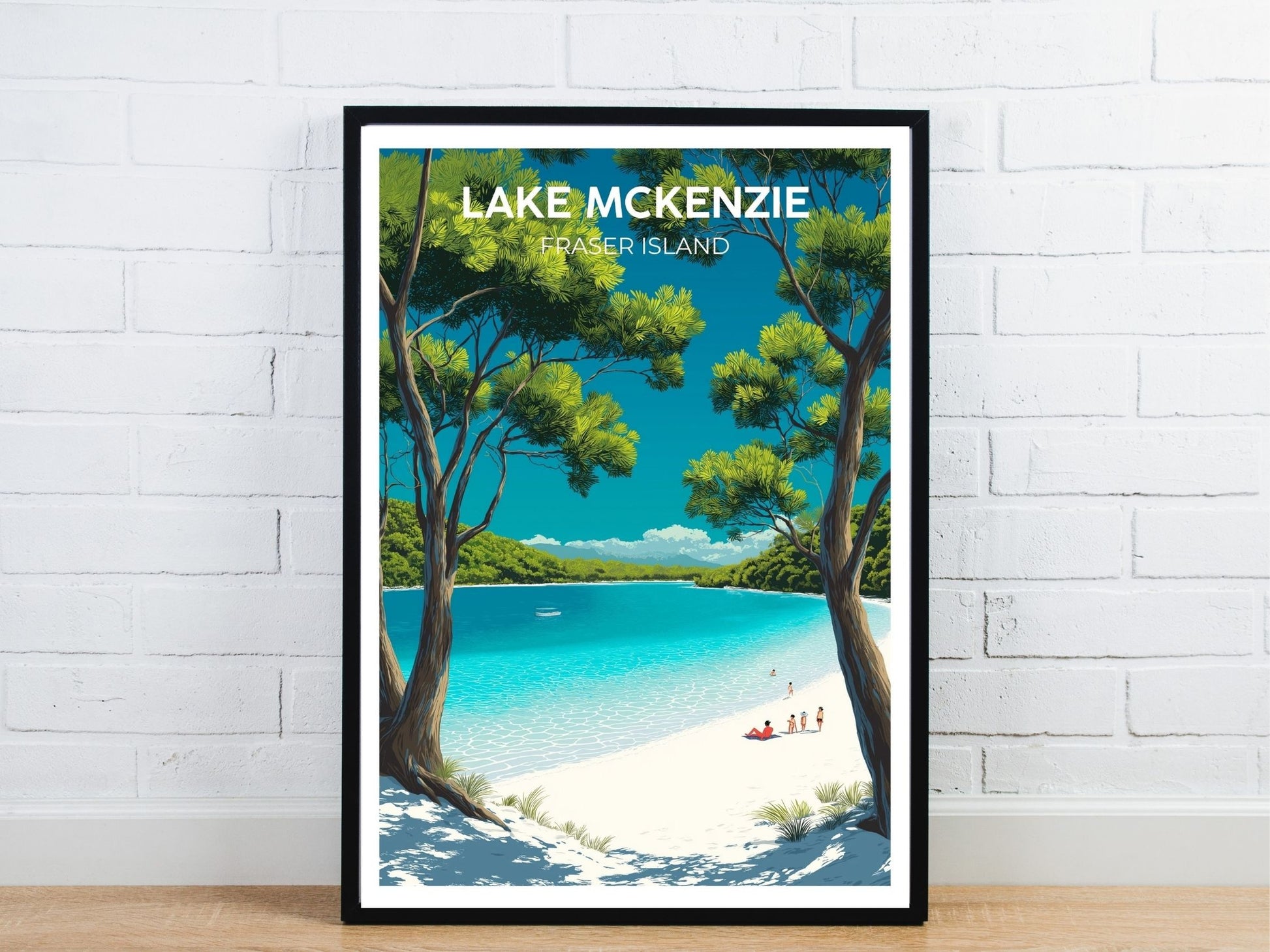 Minimal Lake Mckenzie Fraser Island travel art poster – Atlas Prints