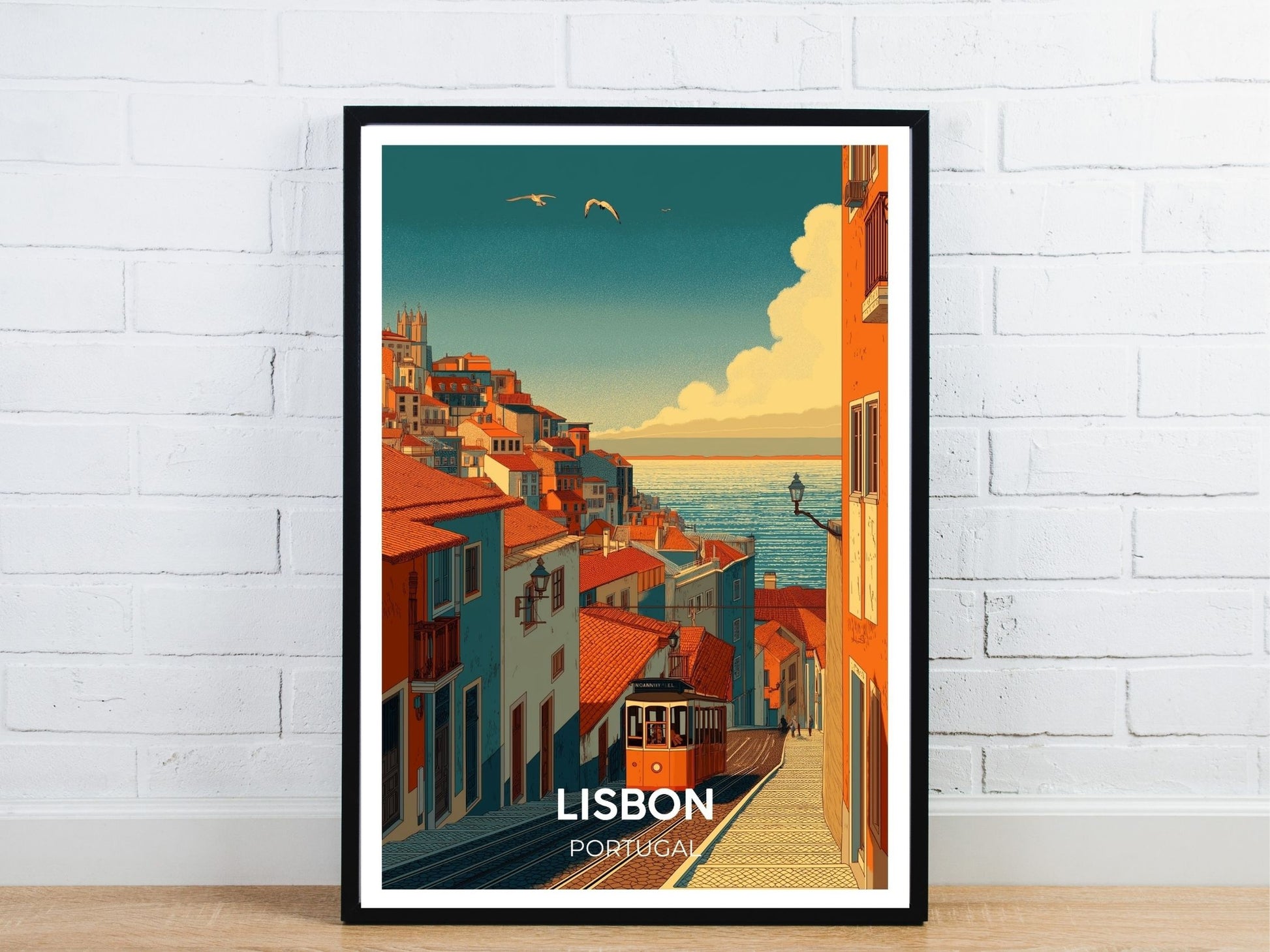 Minimal Lisbon Portugal travel art poster – Atlas Prints