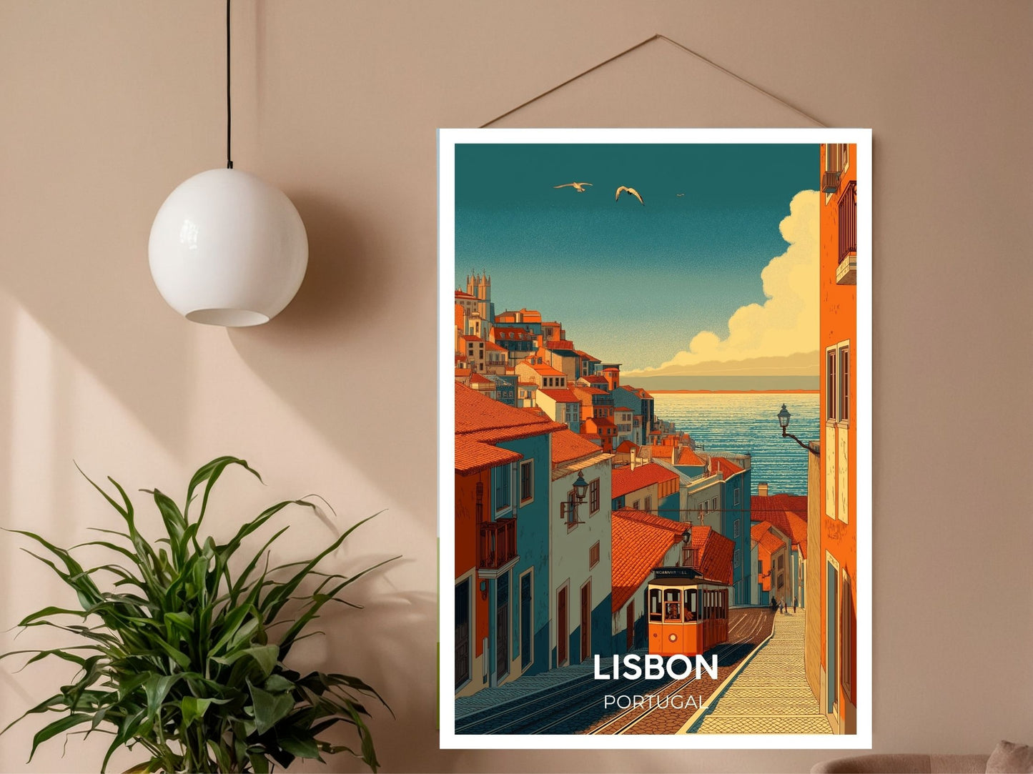 Close-up of Lisbon Portugal travel poster matte texture – Atlas Prints