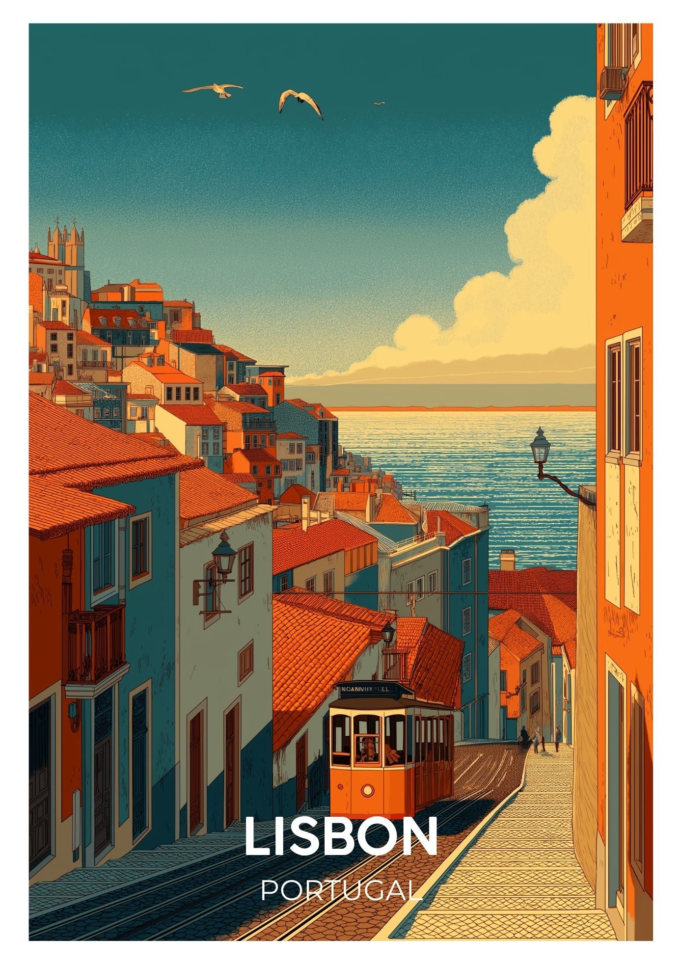 Vintage Lisbon Portugal travel poster wall art print – Atlas Prints