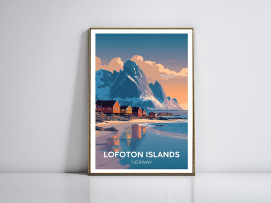 Lofoton Islands Norway framed vintage travel poster – Atlas Prints