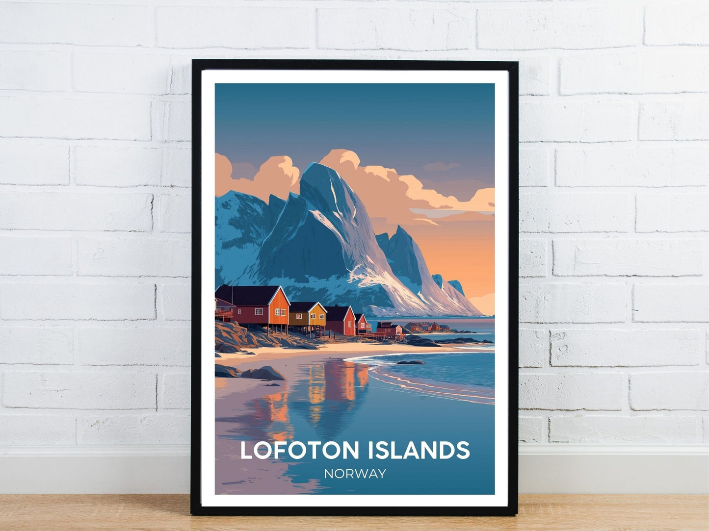 Minimal Lofoton Islands Norway travel art poster – Atlas Prints