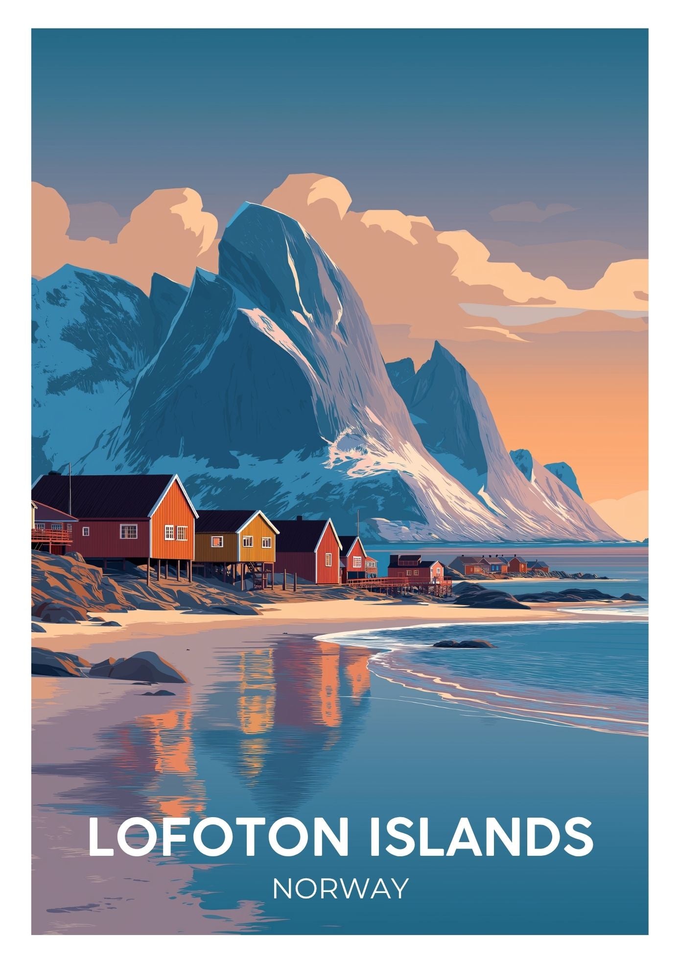 Vintage Lofoton Islands Norway travel poster wall art print – Atlas Prints