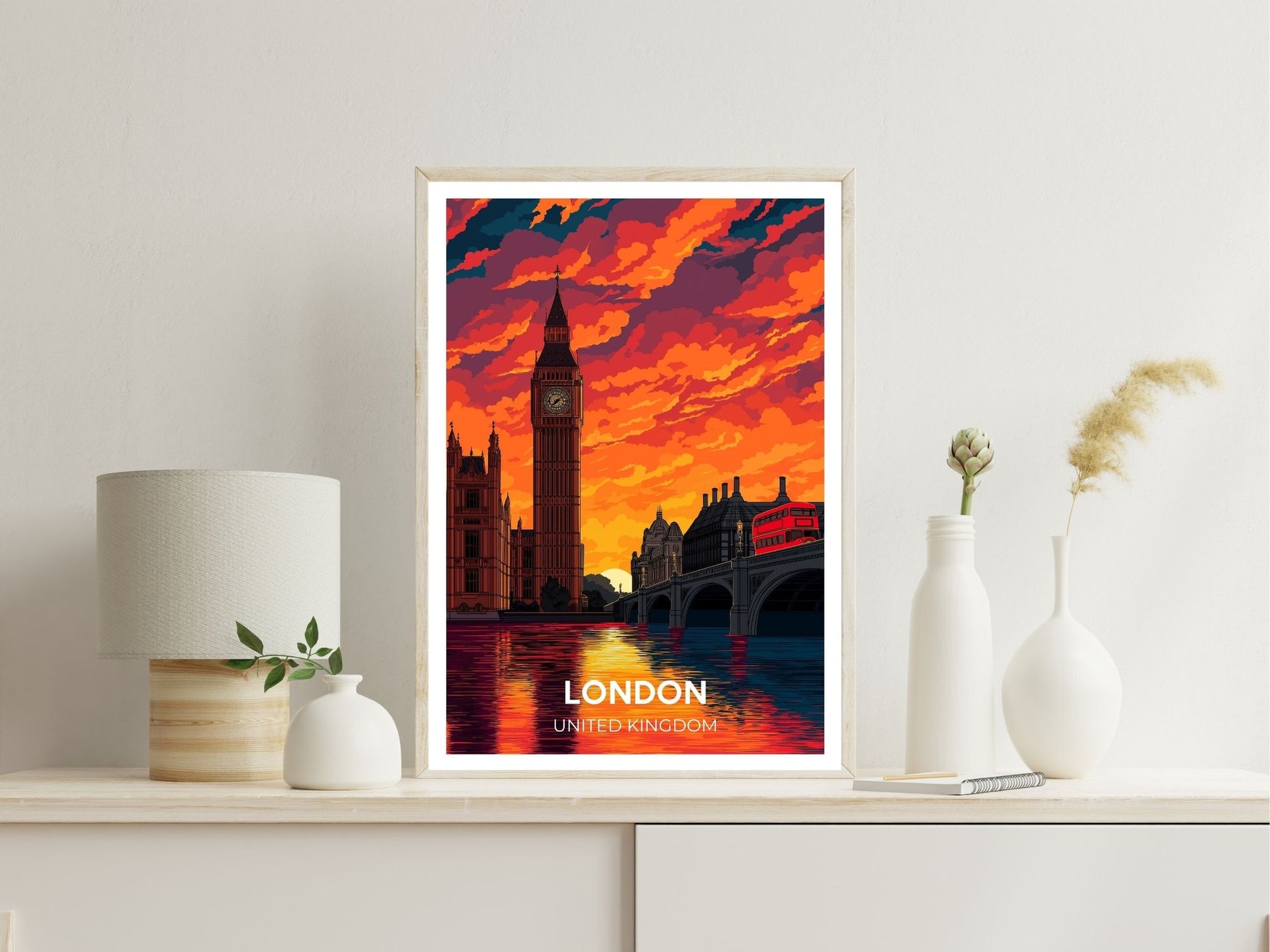 Gallery wall display of London travel poster – Atlas Prints