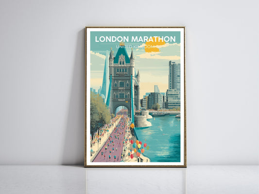 London Marathon framed vintage travel poster 