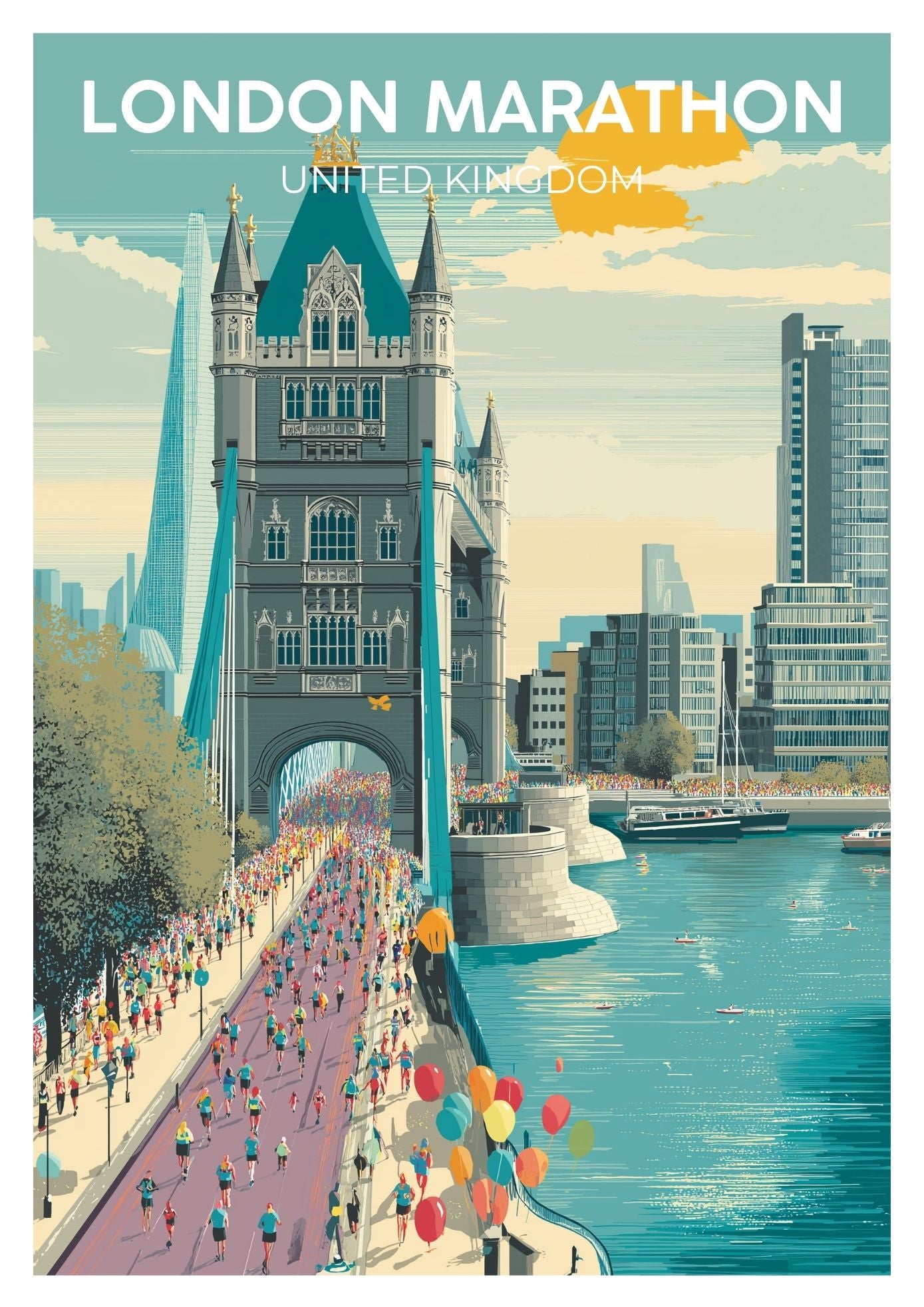 Vintage London Marathon travel poster wall art print 