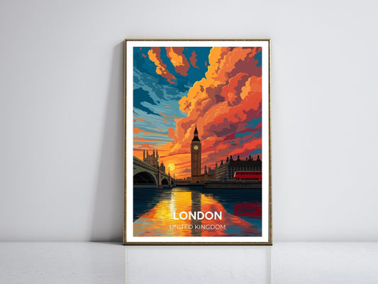 London Sunset United Kingdom  framed vintage travel poster – Atlas Prints