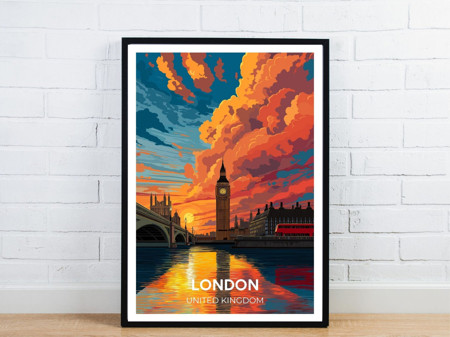 Minimal London Sunset United Kingdom  travel art poster – Atlas Prints