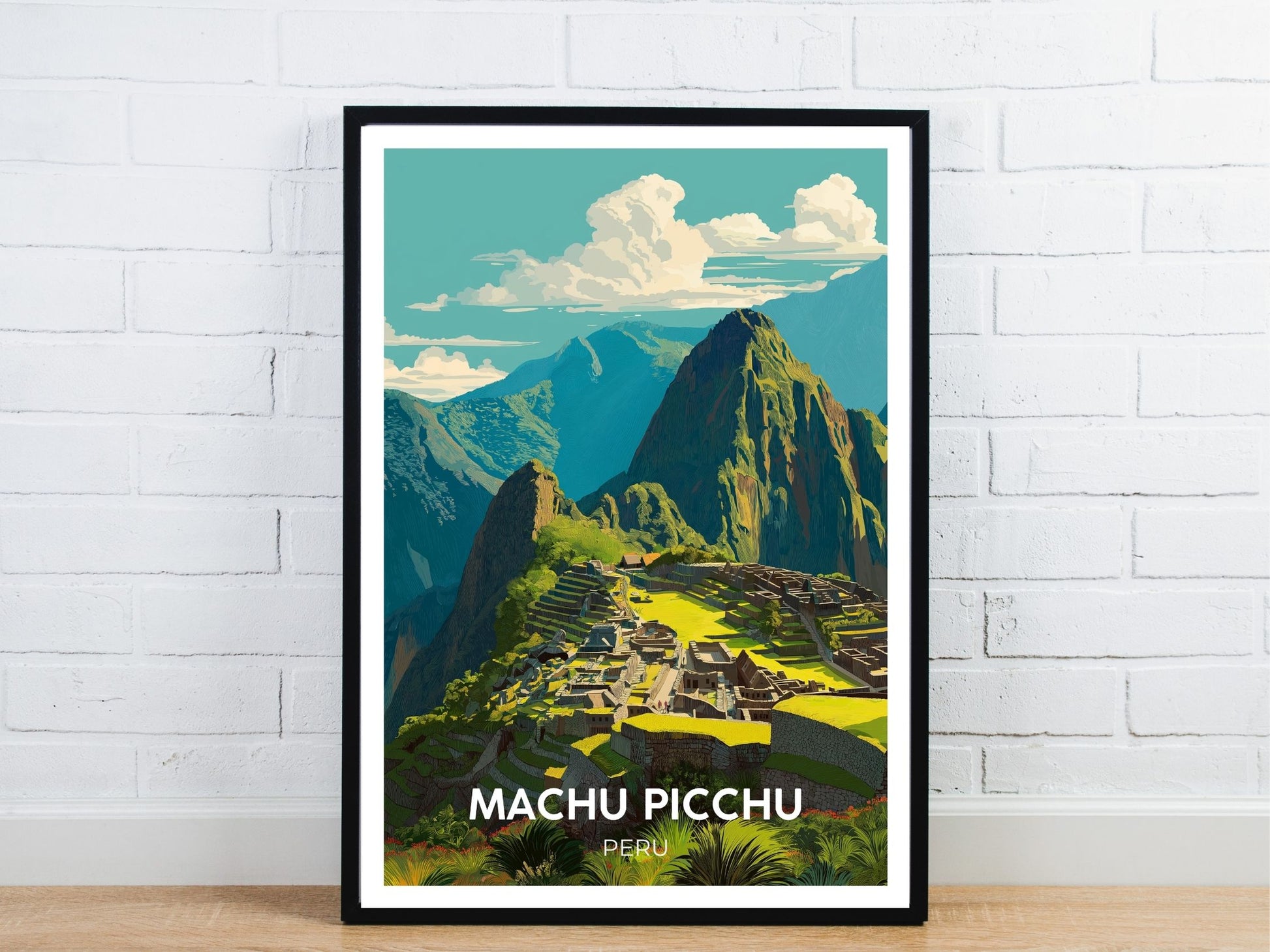 Minimal Machu Picchu travel art poster - Atlas Prints 