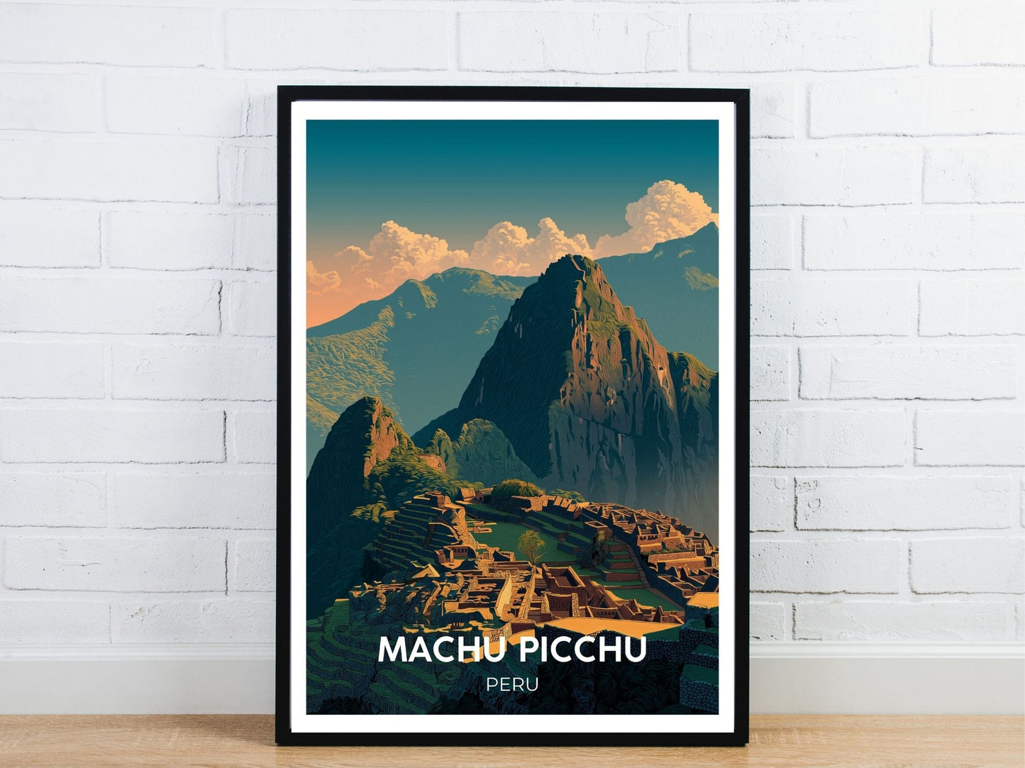 Minimal Machu Picchu Peru travel art poster – Atlas Prints