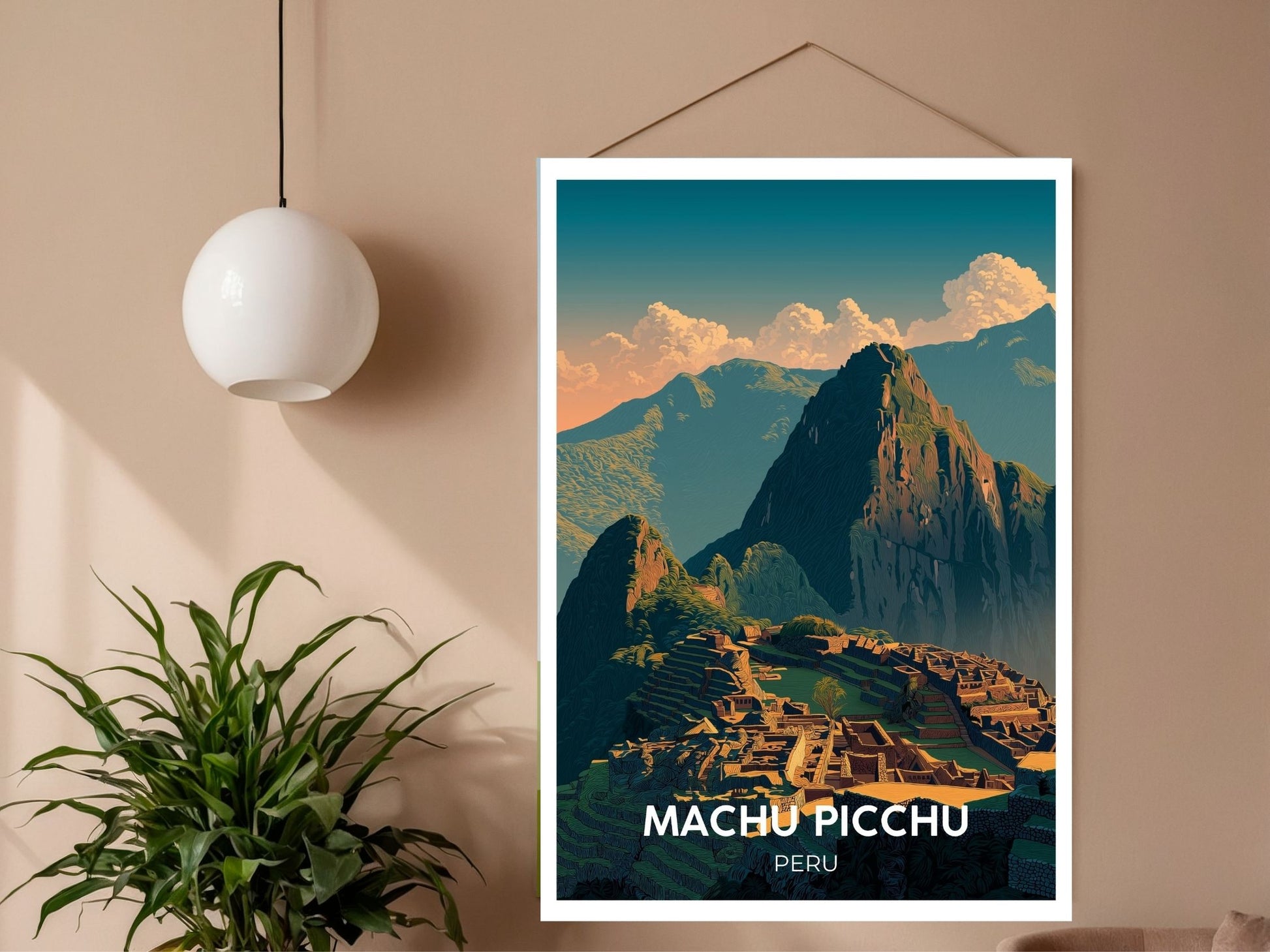 Close-up of Machu Picchu Peru travel poster matte texture – Atlas Prints